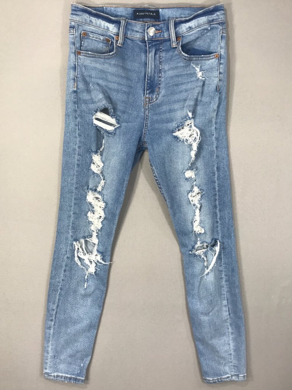 Aeropostale Cheeky Jegging Women's 6 Blue Denim Jeans Distress High-Rise Stretch